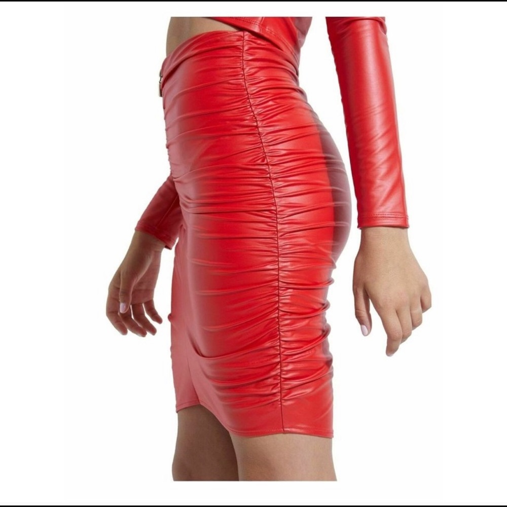 Guess Red Faux Leather Skirt